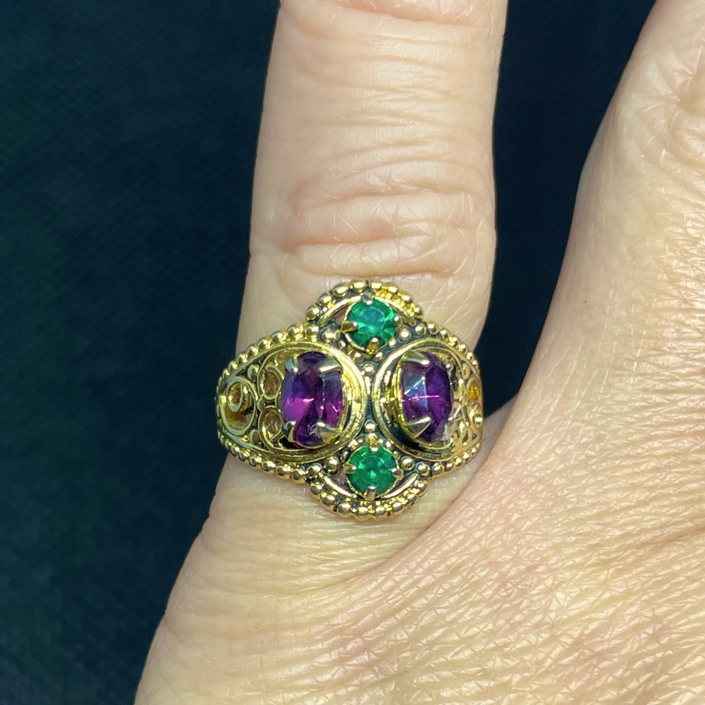 Mardi Gras Themed Gemstone Ring (Size 4.25)
